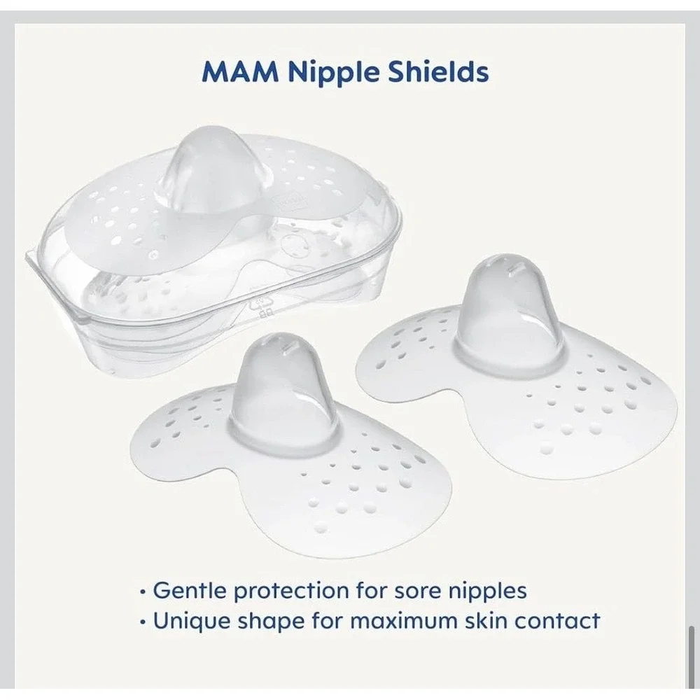 MAM Nipple Shields for Breastfeeding with Sterilizing Storage Case, Size 3 Large